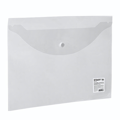 Папка-конверт с кнопкой А5, 240х190 мм, матовая прозрачная (STAFF)