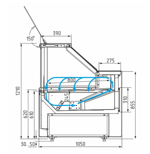 Холодильная витрина CARBOMA BAVARIA 3 GC111 VV 3,75-1 динамика газлифт без боковин