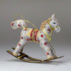 Бисерная ёлочная игрушка Лошадка-качалка