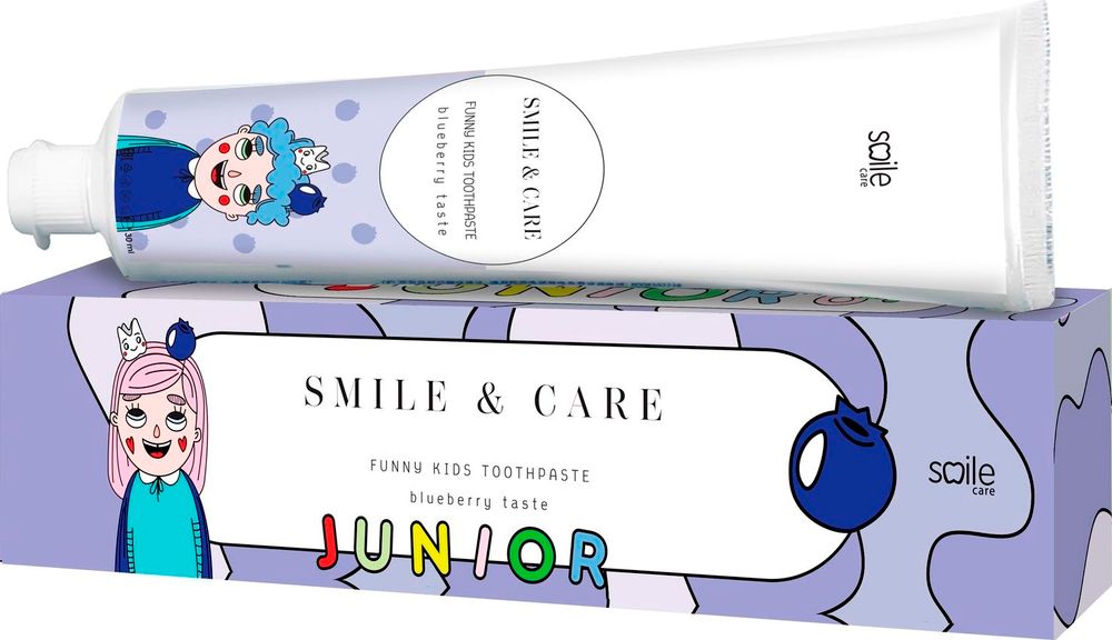 Зубная паста детская черника SMILE &amp; CARE JUNIOR Blueberry, 30 ml