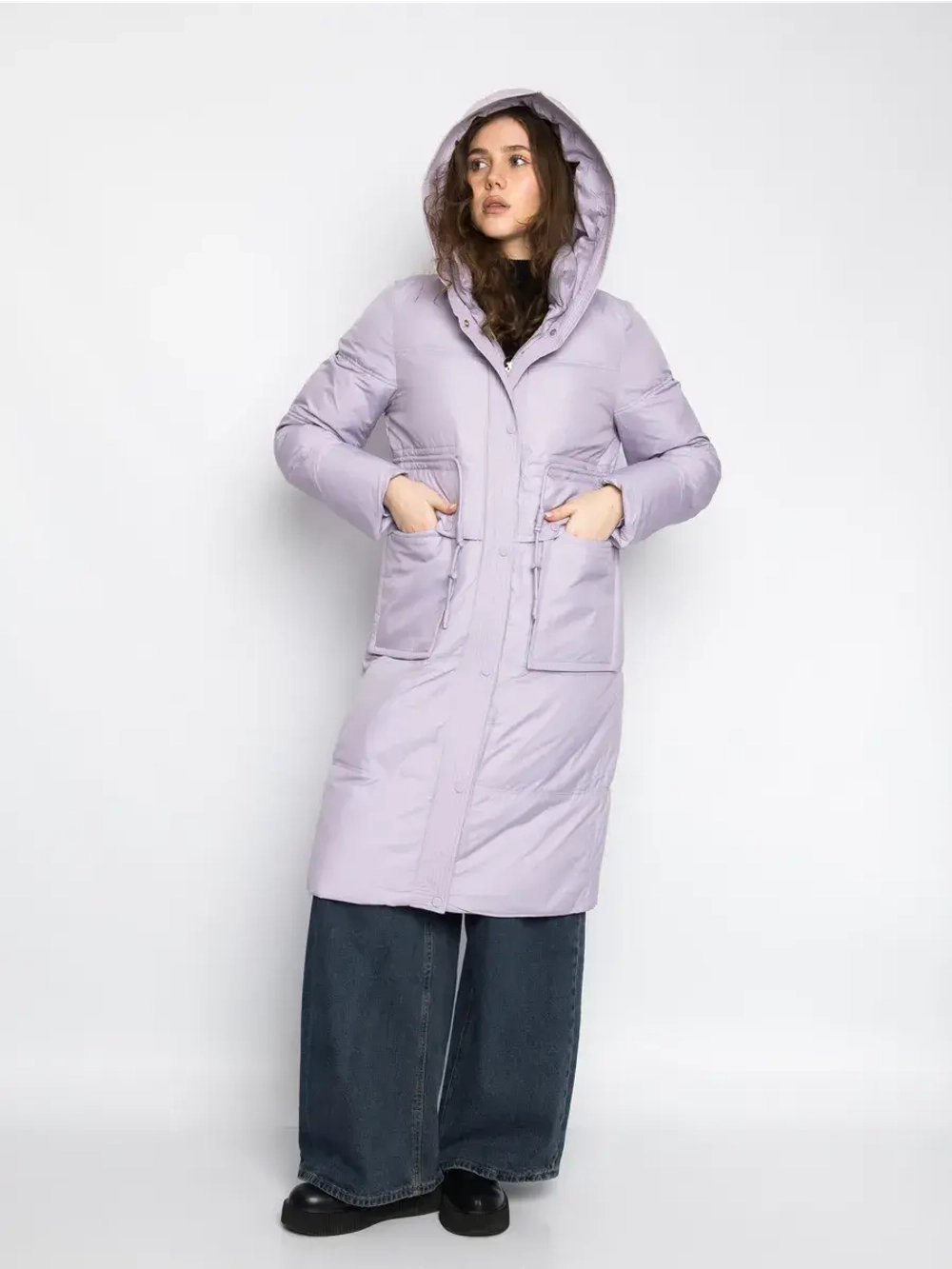 Куртка зимняя удлиненная с капюшоном