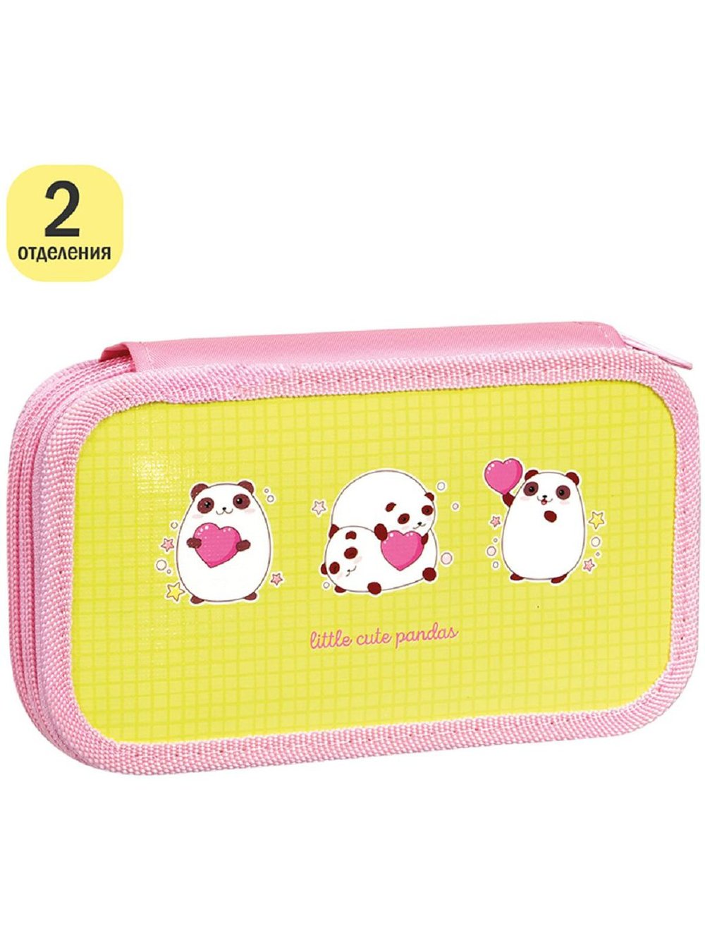 Пенал 2 отделения, 190x105 ArtSpace (Cute Pandas), ламинированный картон, в пакете
