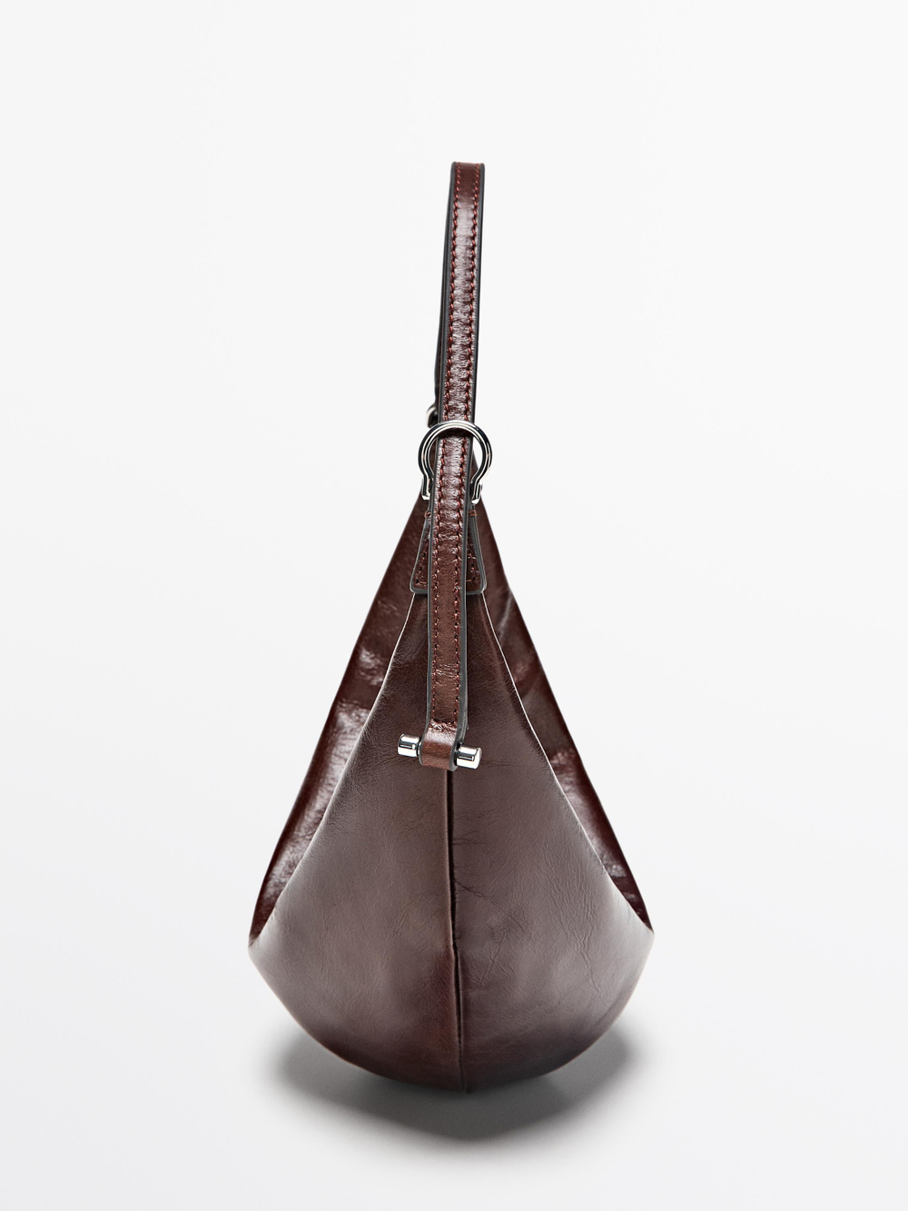 Massimo Dutti Мини-сумка из кожи наппа, коричневый