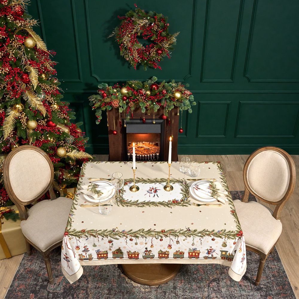 СКАТЕРТЬ "ЩЕЛКУНЧИК" 140Х180СМ БЕЖЕВЫЙ,100%ХЛОПОК , ТВИЛ