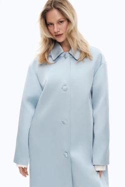 Пальто атласное ((Келли)), голубое
