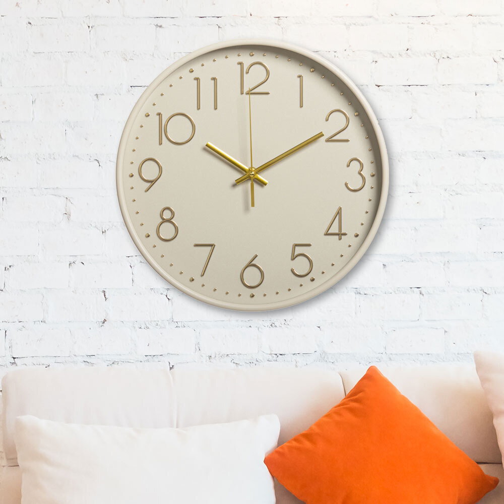 Часы настенные круглые d30см "Классика", корпус бежево-серый