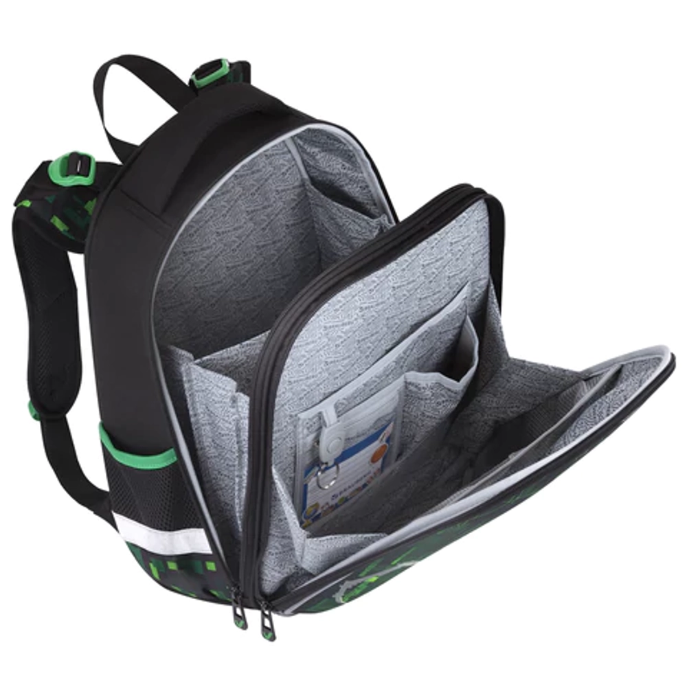 Ранец BRAUBERG PREMIUM, 2 отделения, с брелоком, "Digital spider", LED-ЛАМПОЧКИ, 38х29х16 см, 273101