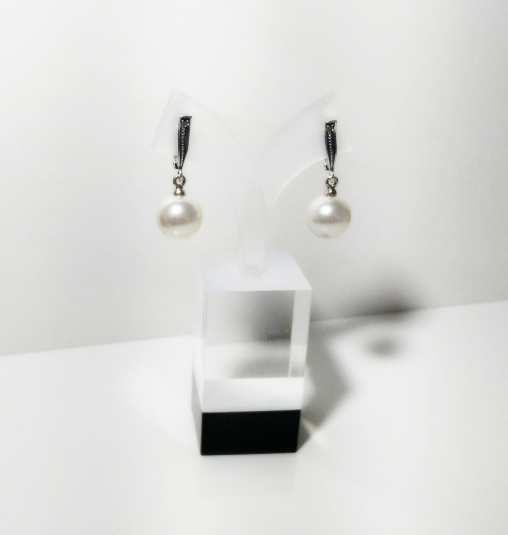 "Жемчужные 10" серьги в серебряном покрытии из коллекции "Жемчужная" от Jenavi с английским замком