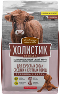 Деревенские лакомства 7кг Сухой корм для собак средних и крупных пород, говядина с рисом