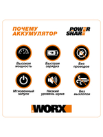 Цепная пила аккумуляторная WORX WG384E.9