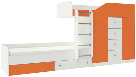 Двухъярусная кровать КарИВи Астра 6 Белый  Оранжевый