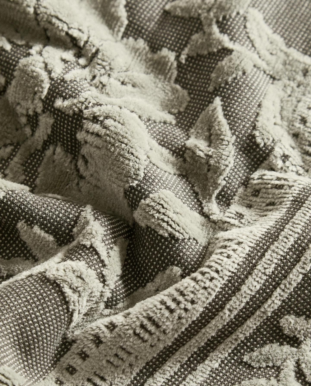 Zara Home - Жаккардовое велюровое банное полотенце, зеленый, 50х90 см