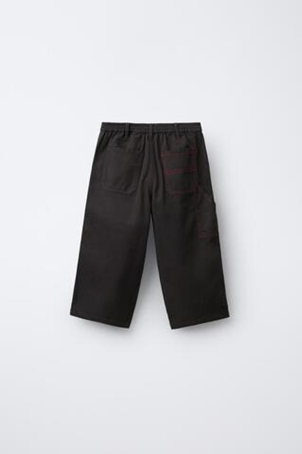 ZARA БРЮКИ С ЛИСТЬЯМИ-НАШИВКАМИ, КОРИЧНЕВЫЙ