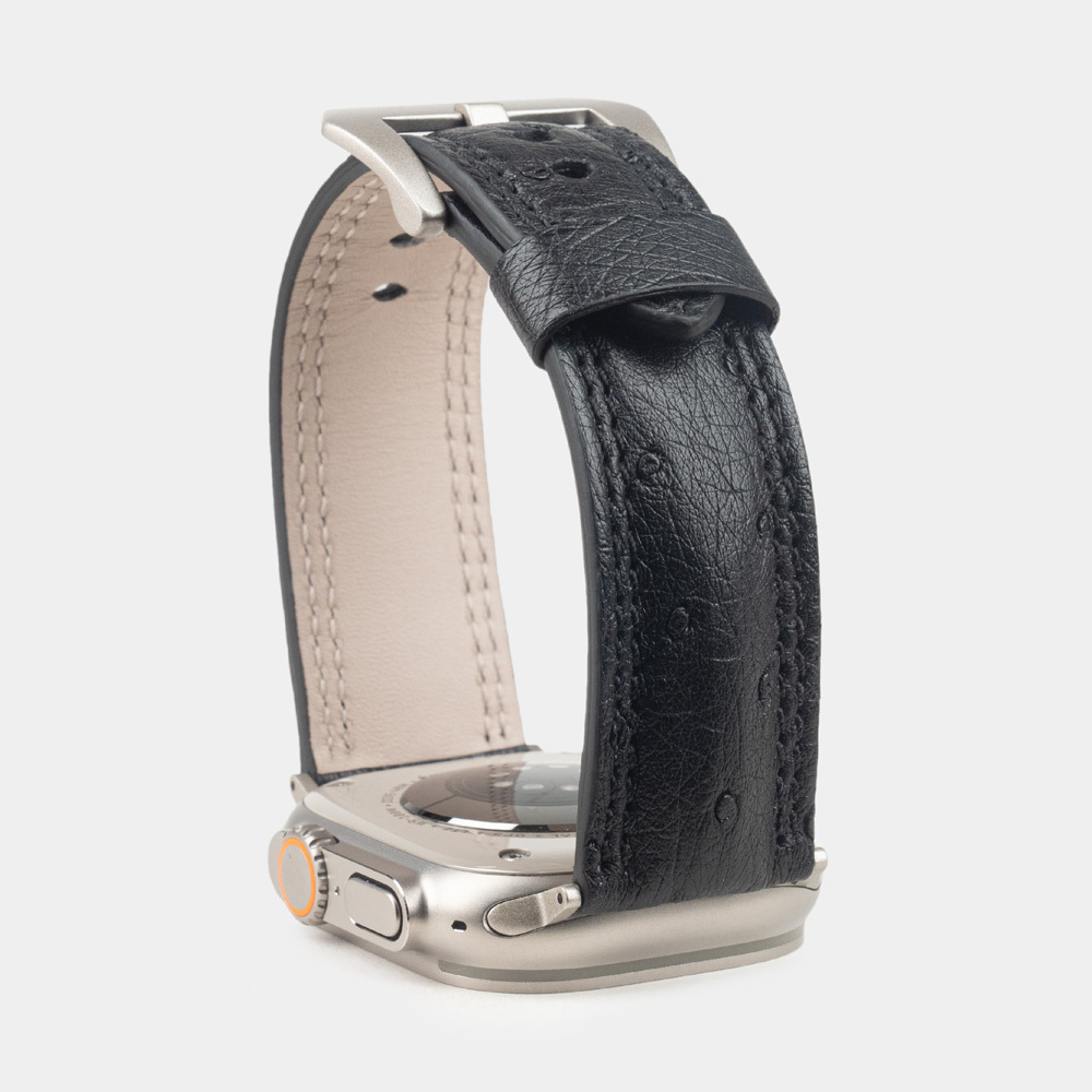 Ремешок для Apple Watch Ultra 49mm из кожи страуса, черного цвета