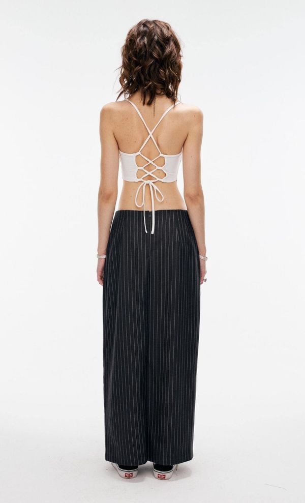 Юбка Макси в полоску темно-серая - фото 3