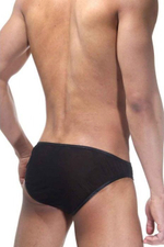 Низкие трусы-слипы из блестящей ткани (Размер: S-M) (Цвет: черный)