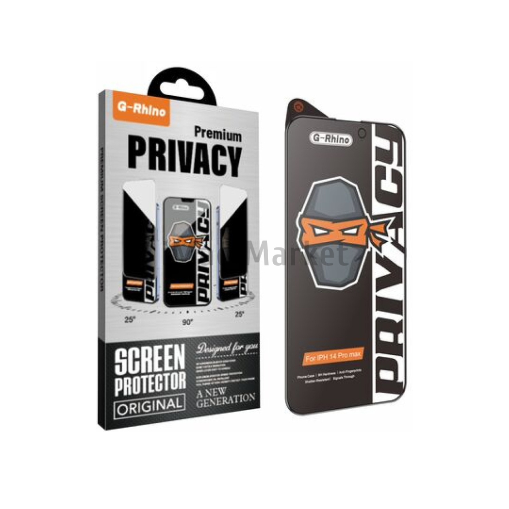 Защитное стекло G-Rhino Privacy АНТИШПИОН для Apple iPhone 12/12 Pro, 6D, черная рамка, 0.4 мм