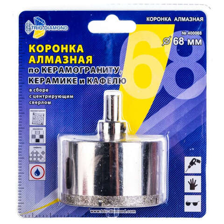 400068 Коронка алмазная по керамике 68мм TRIO-DIAMOND