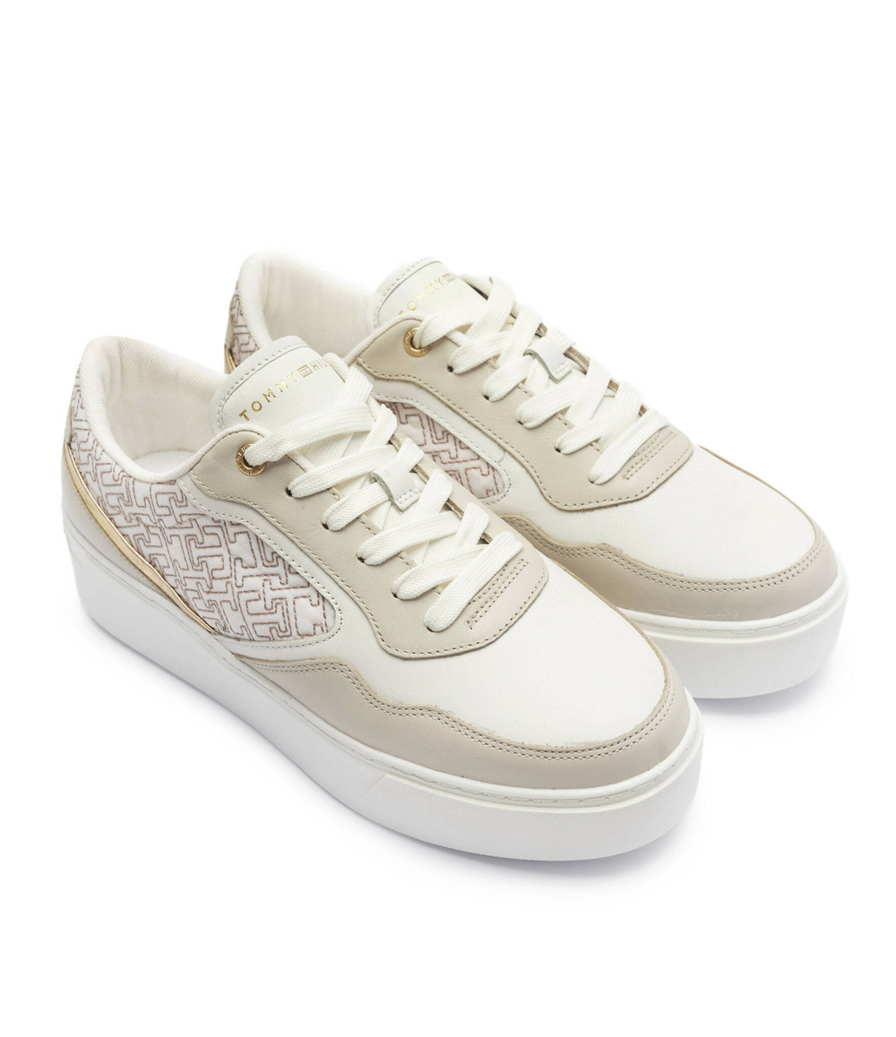 Кожаные кроссовки Tommy Hilfiger - бежевый(FW0FW08121)