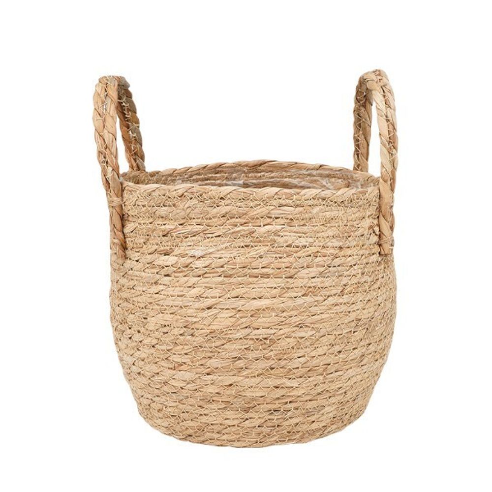 Кашпо плетеное &quot;Кения&quot; круглое с ручками, 2,5л внешний размер Д200 Ш200 В155, натуральный