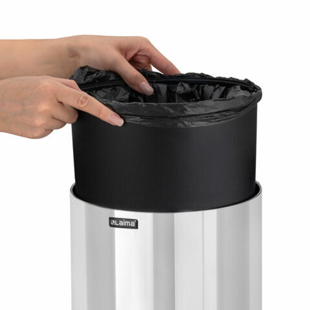 Ведро для мусора СЕНСОРНОЕ 12 л, нержавеющая сталь, зеркальная крышка, питание от 4-х батареек AA (не входят в комплект), LAIMA, 609327
