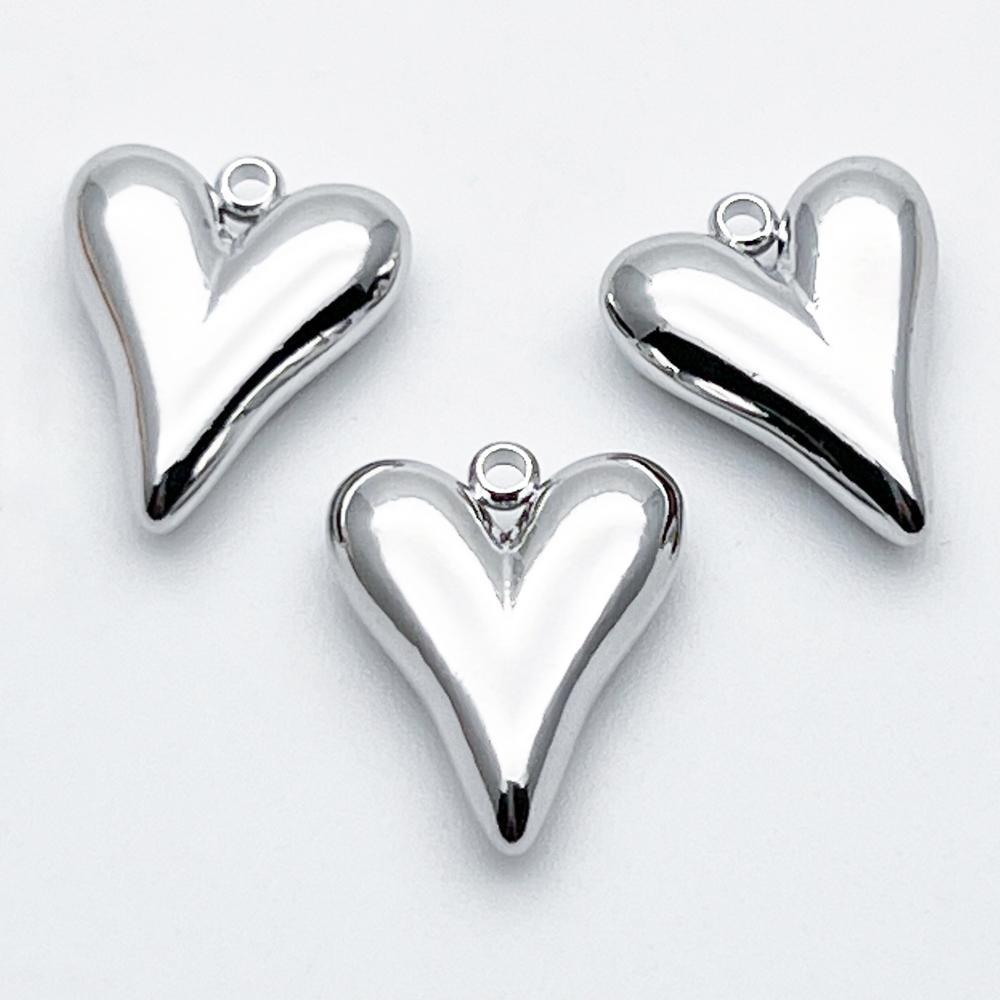 Подвеска Сердце, цвет серебро (родий), размер 15*12 мм, цена за 1 шт