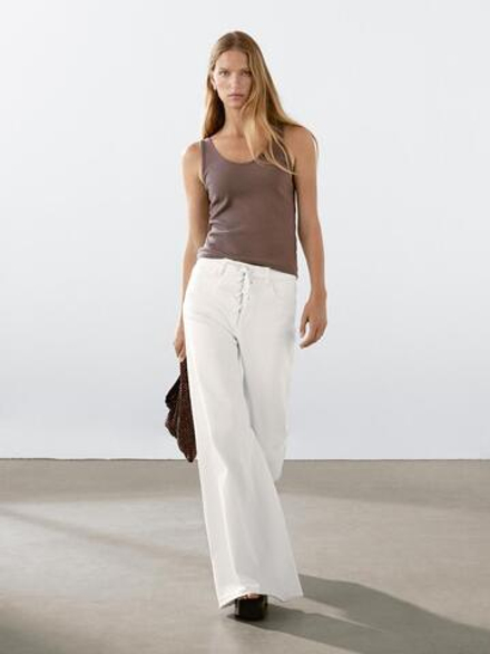 Massimo Dutti Топ на бретелях, темный экрю