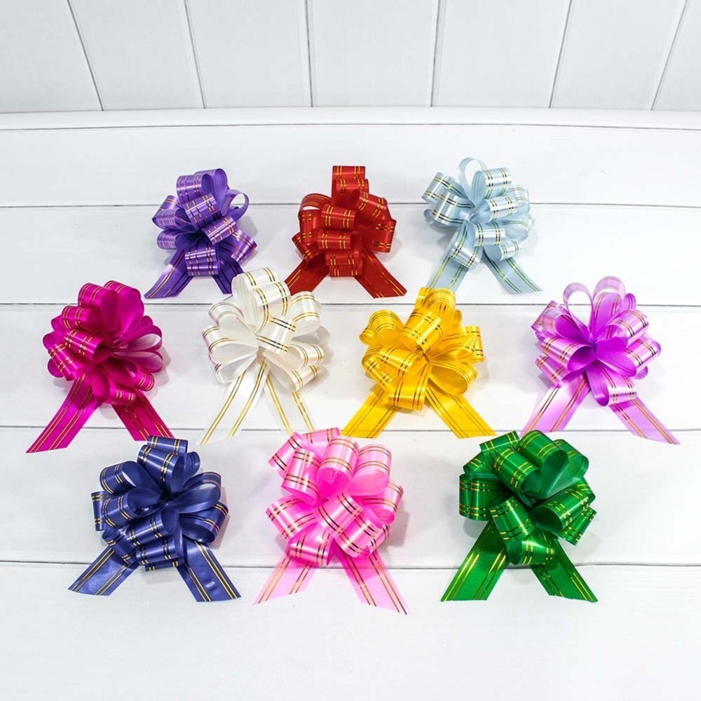 Бант Шар 3см Набор 10 шт с золотой полосой (Микс)