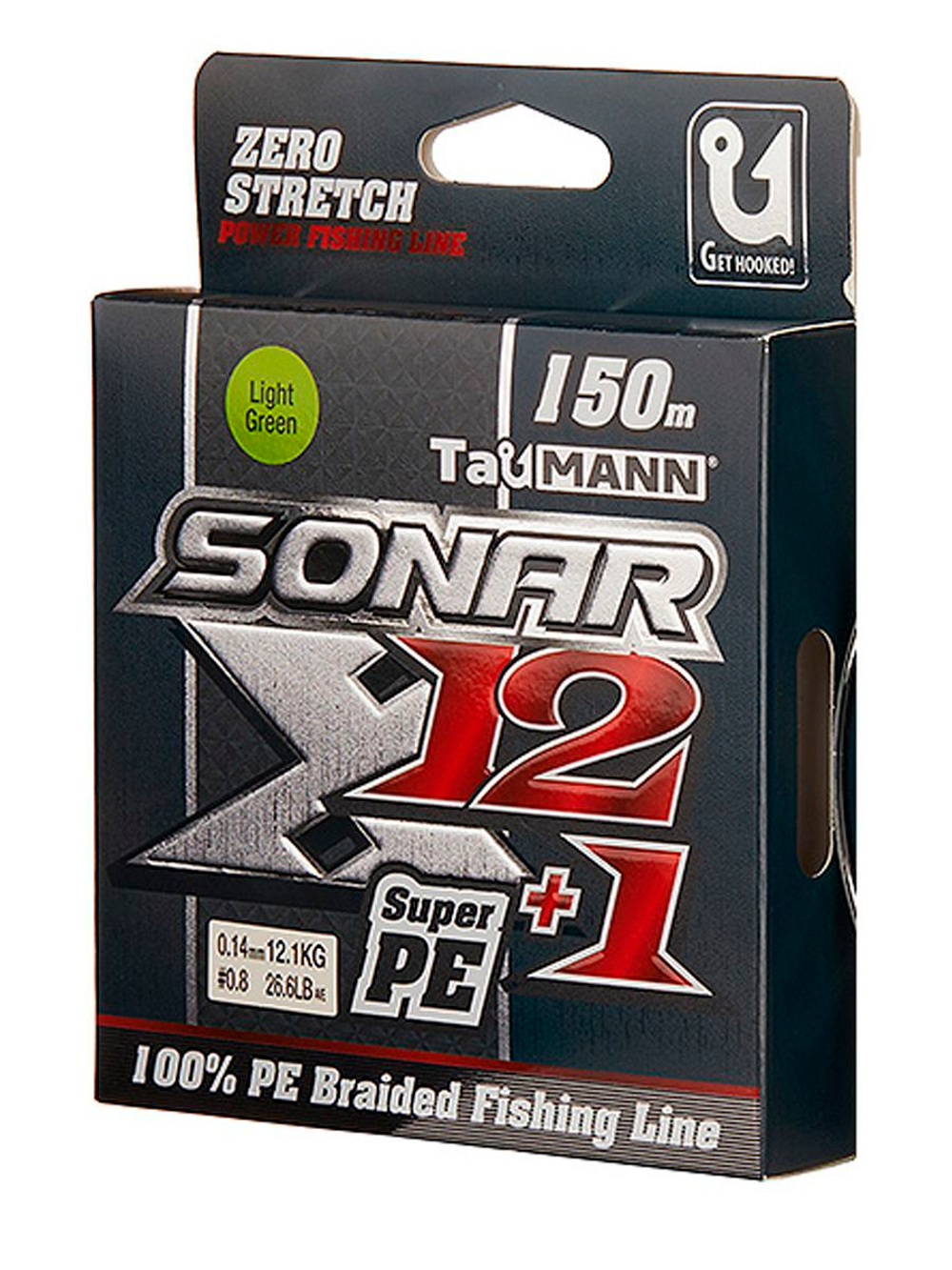 Плетеный шнур для рыбалки TauMANN Sonar X12+1 PE 150m #0.6 (0.12mm) Light Green