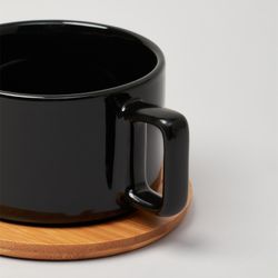 ЧАЙНАЯ ПАРА LEFARD BLACK 300 МЛ С БАМБУКОВЫМ БЛЮДЦЕМ