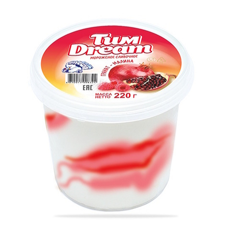 Мороженое сливочное "ТИМ DREAM" Гранат-малина 220г. Тимоша
