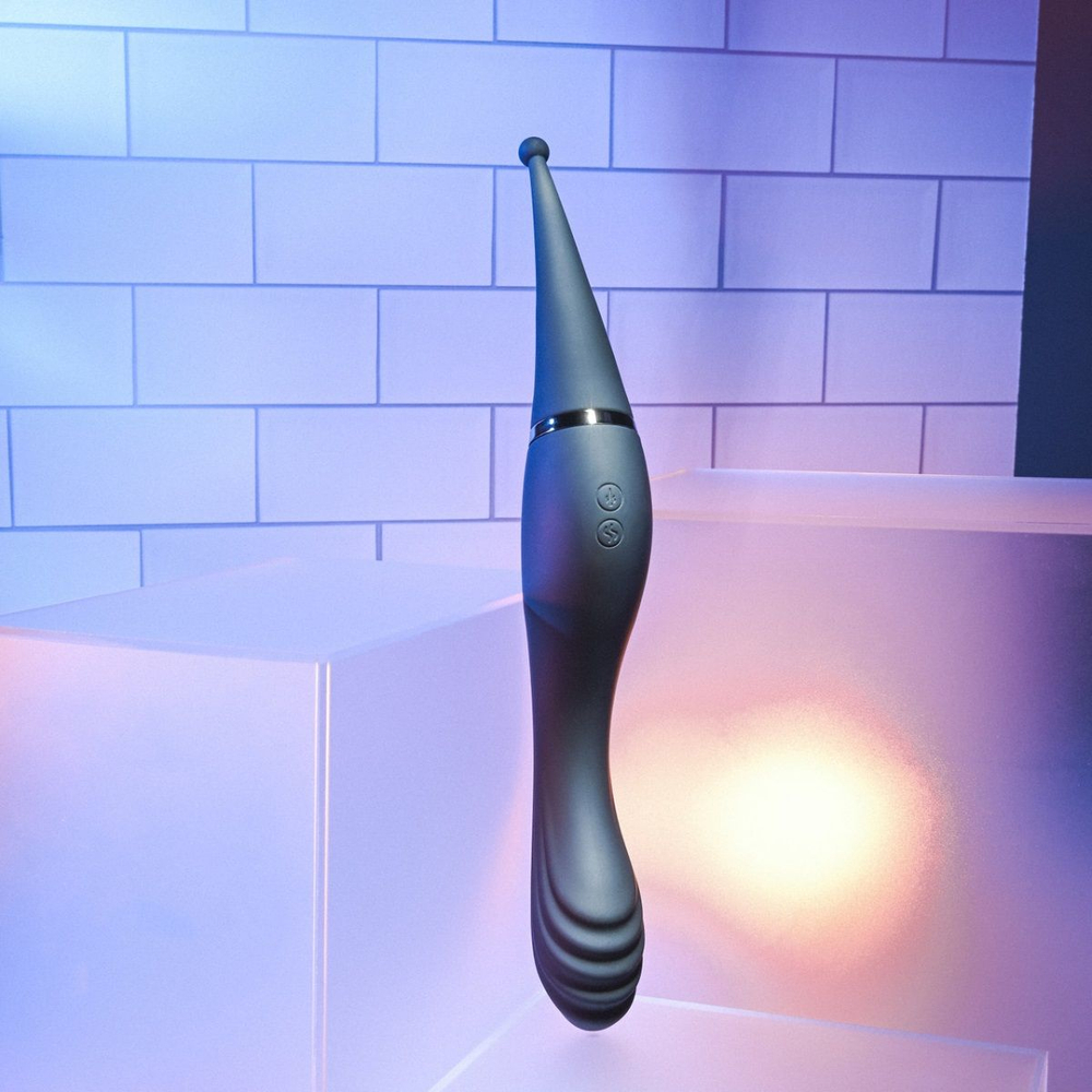 Черный двухсторонний вибростимулятор Tantalizing Teaser - 27,3 см. (Цвет: черный)