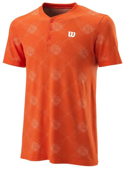 Мужское теннисное поло Wilson Power Seamless Henley III M - fiesta/white