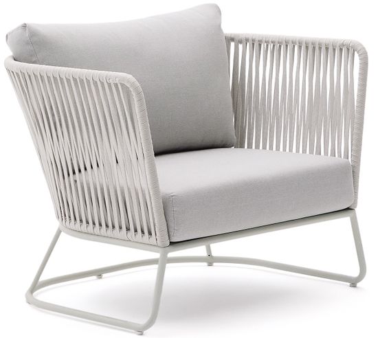 Уличное кресло Saconca из веревочного шнура и серой оцинкованной стали La Forma Испания 