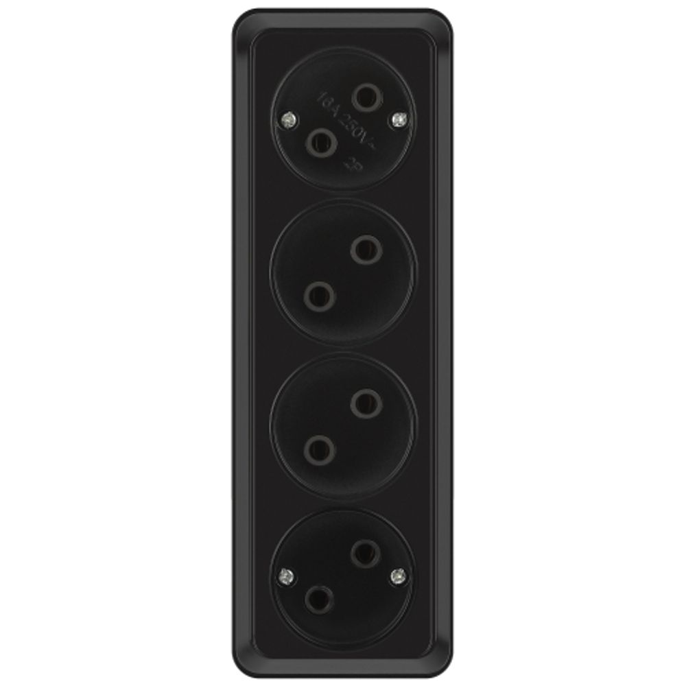 Розетка Intro Quadro 2-207-05 четверная без заземления 4х2P 16А-250В IP20 ОУ антрацит | Intro