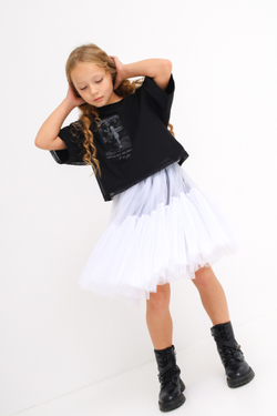 Футболка с сеткой укороченная, черная