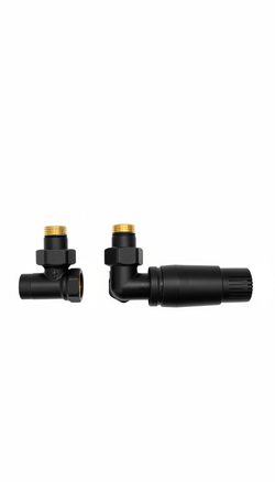 Комплект трехосевой Thermo DN15 GZ1/2 x GW1/2, левый, с головкой Мини M30x1,5, Черный