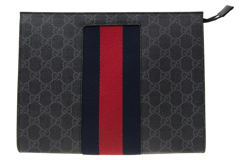 GUCCI Canvas Clutch Regular Men"s Black Gray
