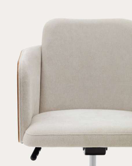 Рабочее кресло на колесиках Madai, бежевый шенилл, шпон ясеня