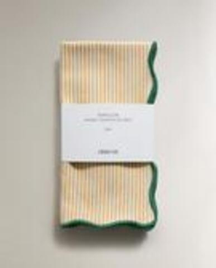 ZARA HOME НАБОР САЛФЕТОК В ПОЛОСКУ С ФЕСТОНАМИ (2 ШТ.), ЖЕЛТЫЙ