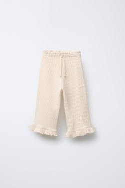 ZARA БРЮКИ-КЮЛОТЫ ИЗ РИФЛЕНОГО ТРИКОТАЖА, ЭКРЮ