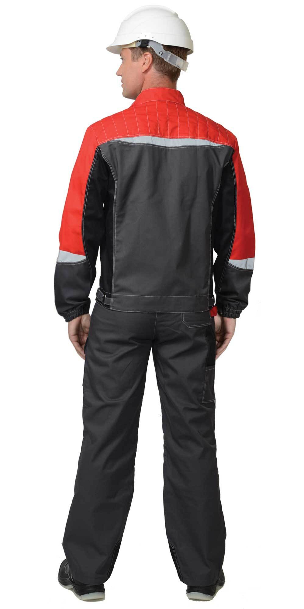 Костюм мужской летний «ФАВОРИТ-МЕГА» куртка и брюки, серый с красным и черным, СОП
