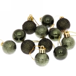 Новогодние шары 3 см (набор 12 шт) «Микс фактур», изумруд