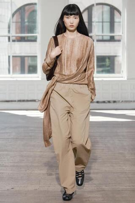 ZARA ХЛОПКОВЫЕ БРЮКИ В ПИЖАМНОМ СТИЛЕ — ZW COLLECTION, МЯГКИЙ КАШТАНОВЫЙ