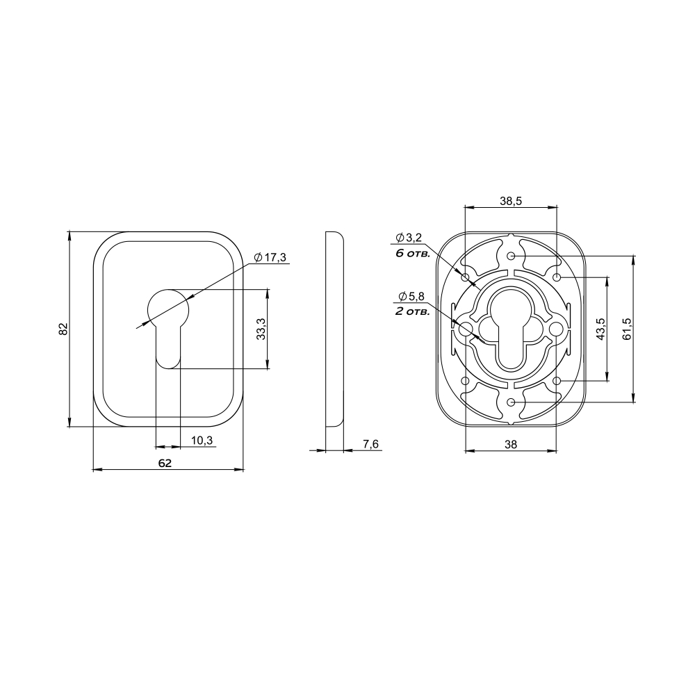 Накладка на цилиндр ESC.C.TRD/K.486 CP-8 хром (1 шт.)