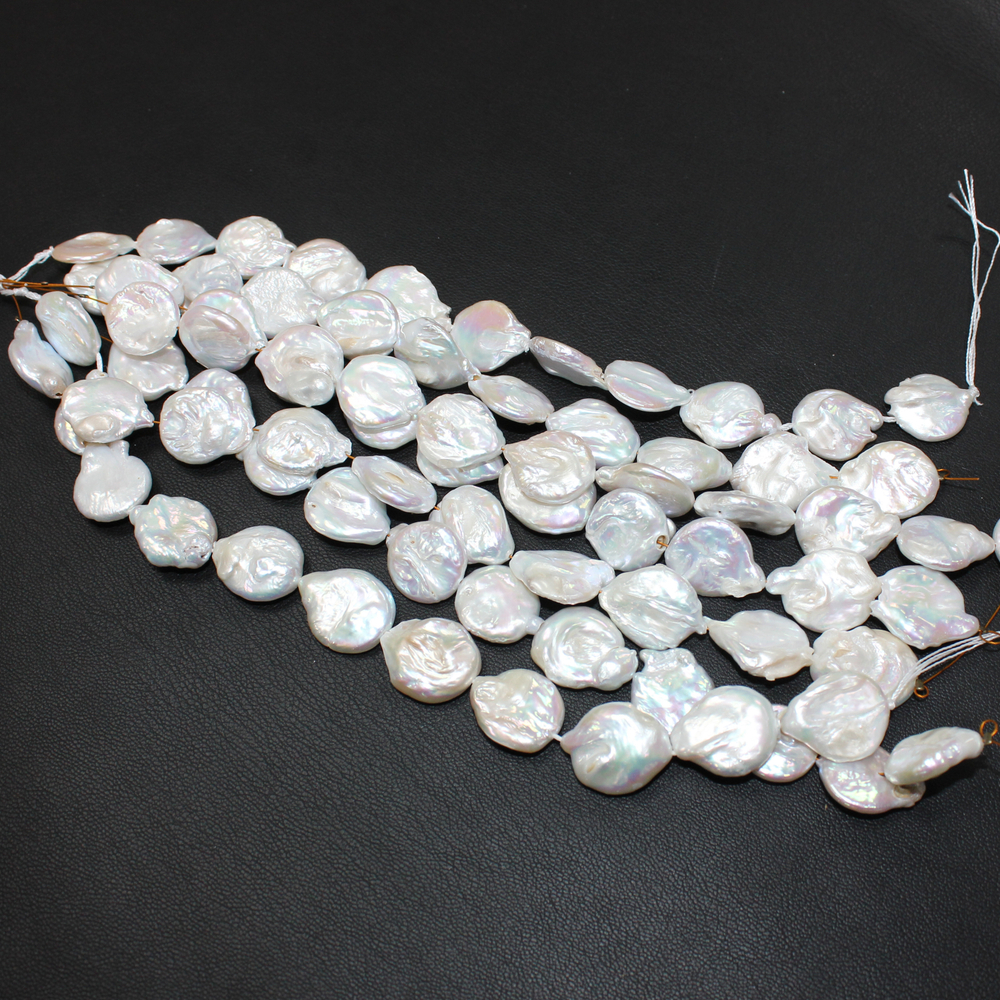 Жемчуг плоский бусины 17-18мм