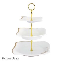 Lenardi 108-086 Трехъярусная этажерка в под.уп. GIVENCHI GOLD (х6) Фарфор