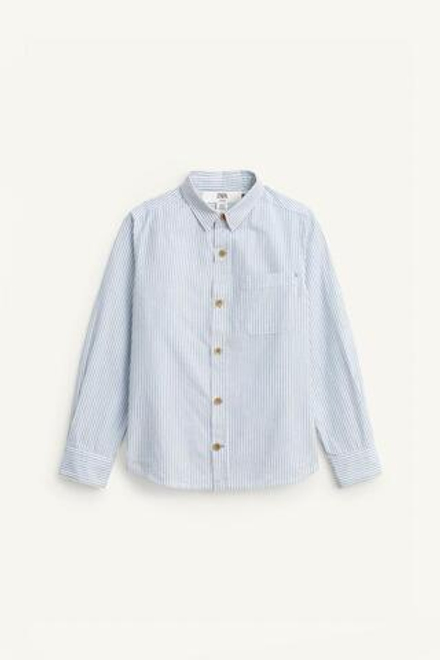 ZARA РУБАШКА С КАРМАНАМИ, СИНИЙ/БЕЛЫЙ