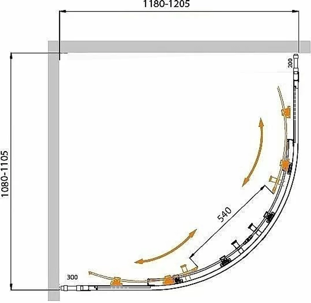Душевой уголок Cezares Molveno 120x110 MOLVENO-RH-22-120/110-P-Cr стекло рифленое матовое/профиль хром