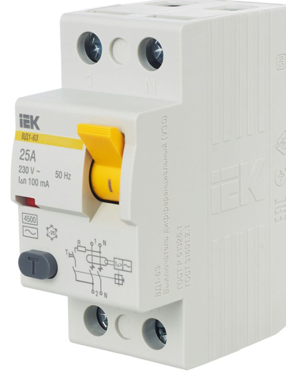 Выключатель дифференциального тока (УЗО) 2п 25А 100мА тип AC ВД1-63 KARAT IEK MDV10-2-025-100